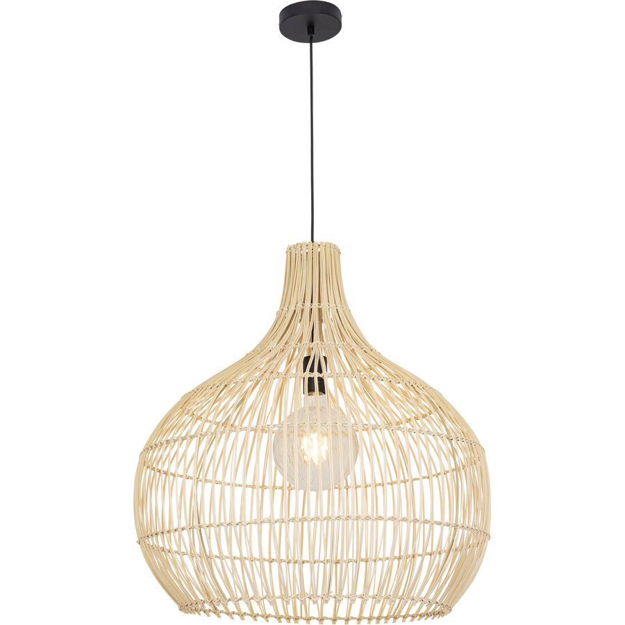 Pendellampe Belize Braun/Schwarz Eisen/Rattan 60 cm 65 cm - Farbe: natur/schwarz - Pendellampe