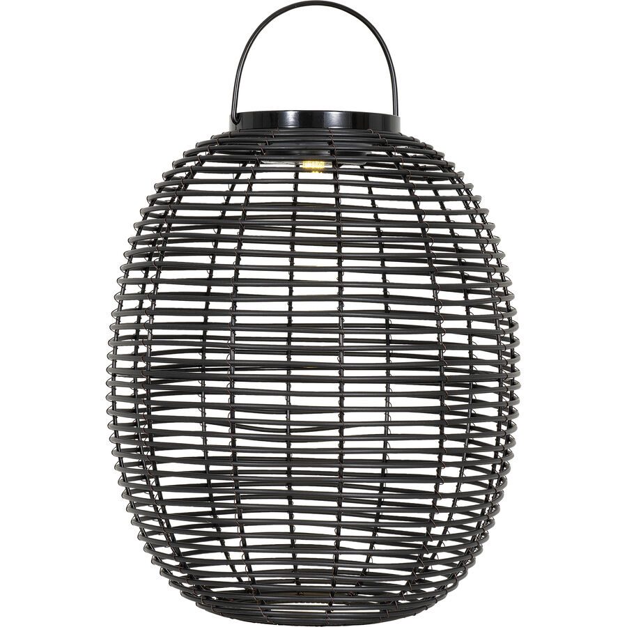 Solarlampe Alcoa Schwarz Kunststoff 42 cm 35 cm - LED - Lichtfarbe: Warmweiss - Material: Kunstrattan - Solarlampe- LED Energiesparlampe