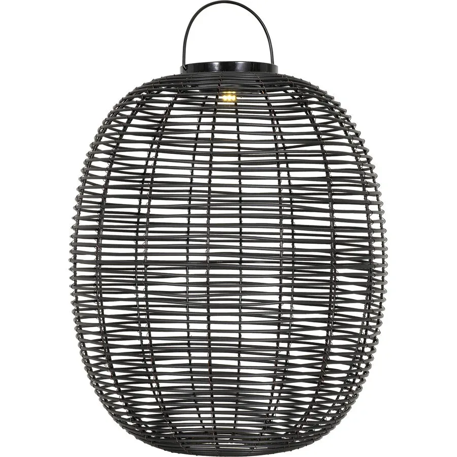 Solarlampe Alcoa Schwarz Kunststoff 56 cm 47 cm - LED - Lichtfarbe: Warmweiss - Material: Kunstrattan - Solarlampe- LED Energiesparlampe