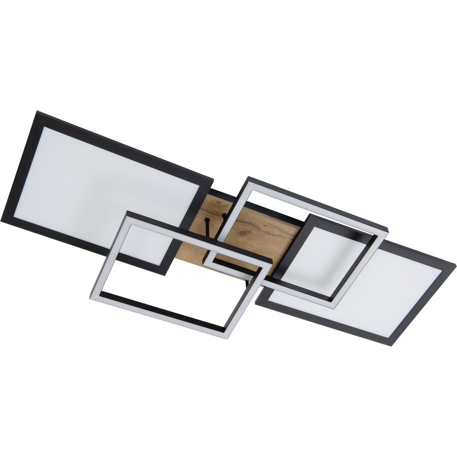 Deckenlampe Oakland Braun/Schwarz Holz/Kunststoff 28 cm 11 cm - Farbe: schwarz-nussbraun - LED - Lichtfarbe: Warmweiss - Deckenlampe- LED