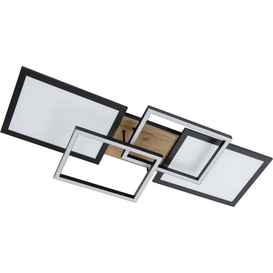 Deckenlampe Oakland Braun/Schwarz Holz/Kunststoff 28 cm 11 cm - Farbe: schwarz-nussbraun - LED - Lichtfarbe: Warmweiss - Deckenlampe- LED