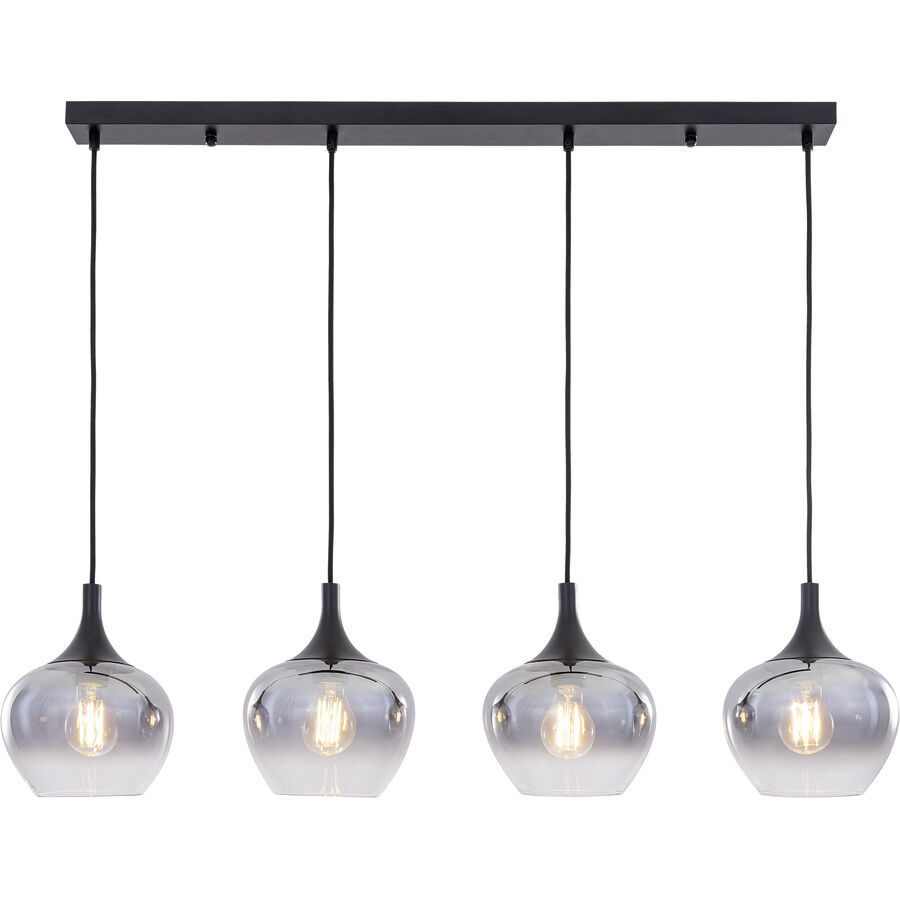 Pendellampe Tiara Schwarz/Transparent Glas/Metall 100 cm 120 cm - Material: Metall/Glas - Pendellampe