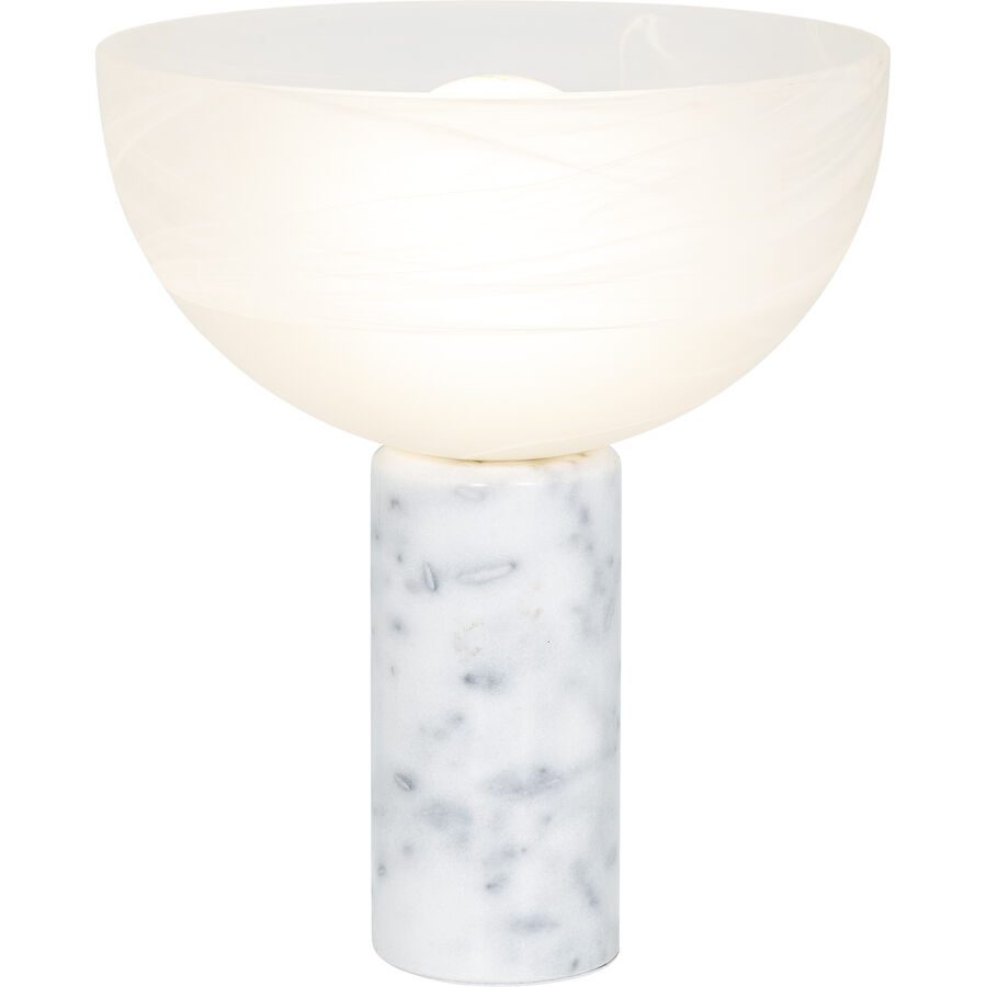 Tischlampe Neo Weiss Stein/Glas 28 cm 33 cm - Material: Marmor, glas - Tischlampe