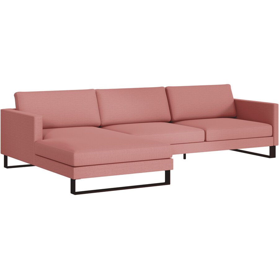 Ecksofa Domino Rot Stoff 286 cm 181 cm - Farbe: hellrot - Möbel Konfigurator: Traummöbel individuell zusammenstellen - Ecksofa