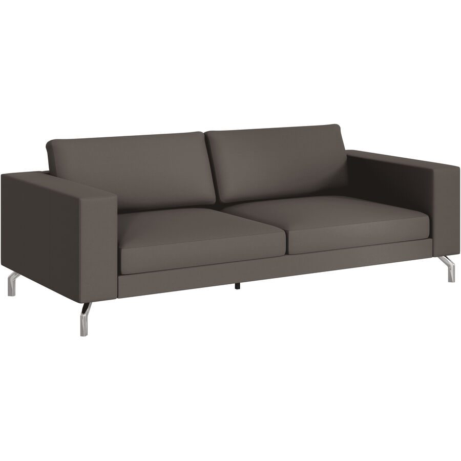 Sofa Domino Grau Leder 220 cm 98 cm - Farbe: Dunkelgrau - Möbel Konfigurator: Traummöbel individuell zusammenstellen - Sofa
