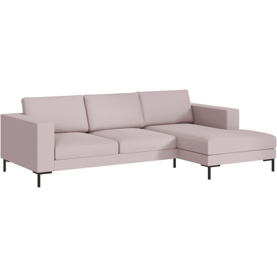 Ecksofa Domino Rosa Stoff 250 cm 151 cm - Farbe: hellrosa - Möbel Konfigurator: Traummöbel individuell zusammenstellen - Ecksofa