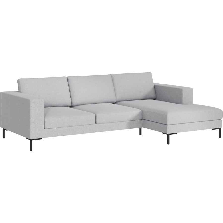 Ecksofa Domino Grau Stoff 250 cm 151 cm - Farbe: hellgrau - Möbel Konfigurator: Traummöbel individuell zusammenstellen - Ecksofa