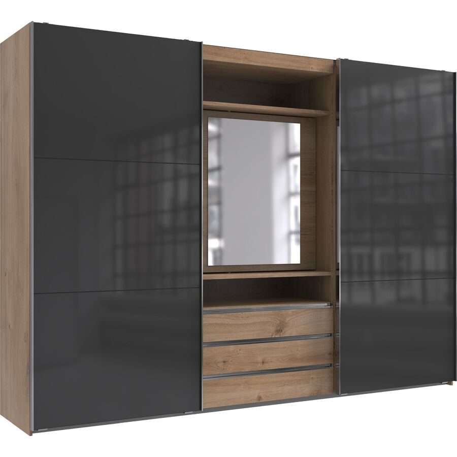 Kleiderschrank Macias Braun Holzwerkstoff 300 cm 65 cm 216 cm - Farbe: Plankeneiche - Kleiderschrank