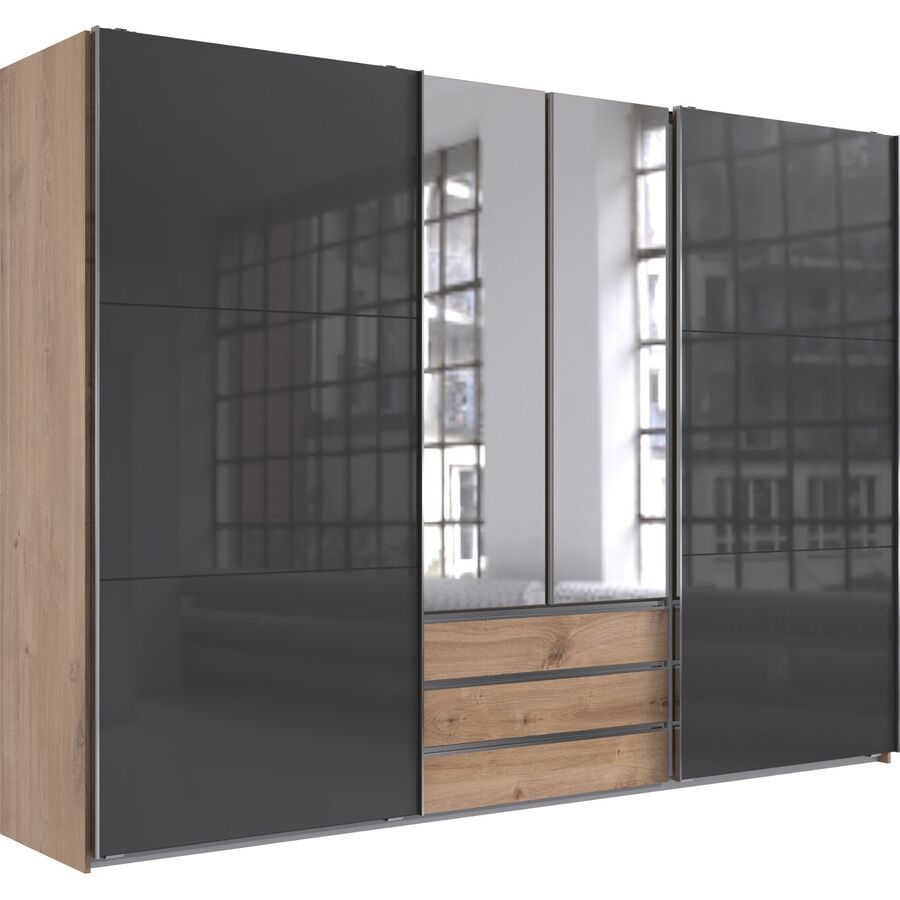 Kleiderschrank Macias Braun Holzwerkstoff 300 cm 65 cm 216 cm - Farbe: Plankeneiche - Kleiderschrank