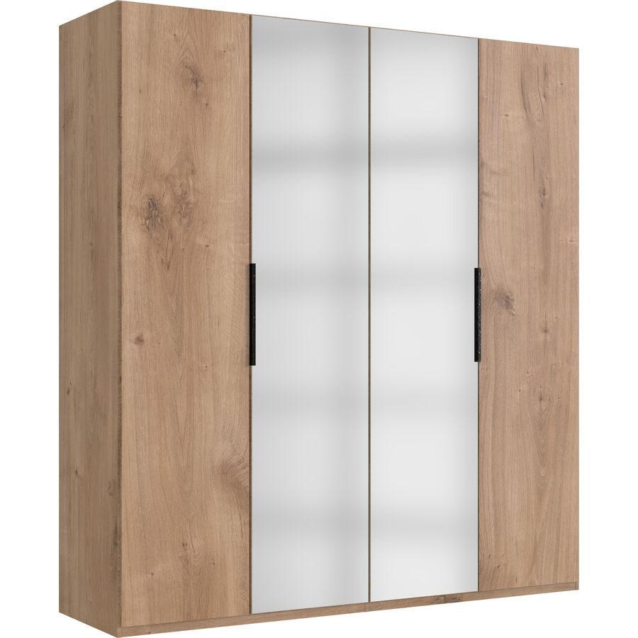 Kleiderschrank Sanko Braun Holz 200 cm 58 cm 216 cm - Farbe: Plankeneiche - Material: Holzwerkstoff - Kleiderschrank