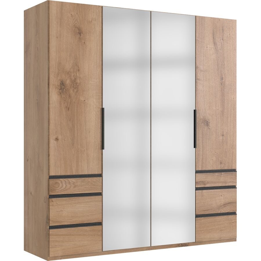 Kleiderschrank Sanko Braun Holz 200 cm 58 cm 216 cm - Farbe: Plankeneiche - Material: Holzwerkstoff - Kleiderschrank