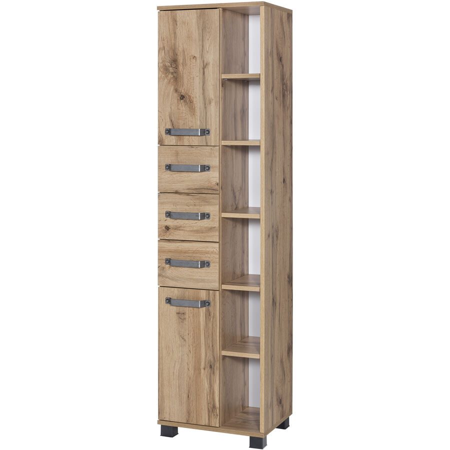 Hochschrank Esja Braun Holzwerkstoff 41.9 cm 32 cm 163.7 cm - Farbe: eiche landhaus - Hochschrank