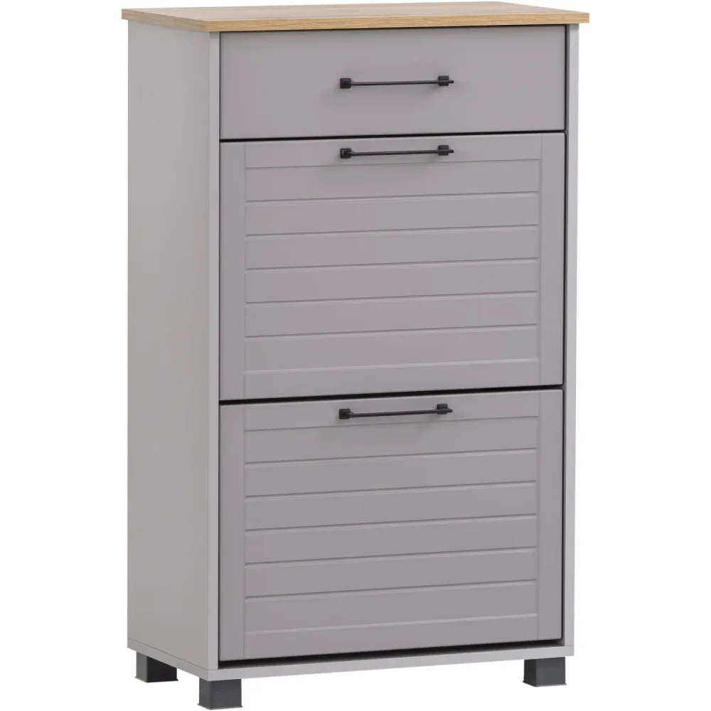 Schuhschrank Wimmis Braun Holzwerkstoff 62 cm 102 cm - Farbe: eiche landhaus - Schuhschrank