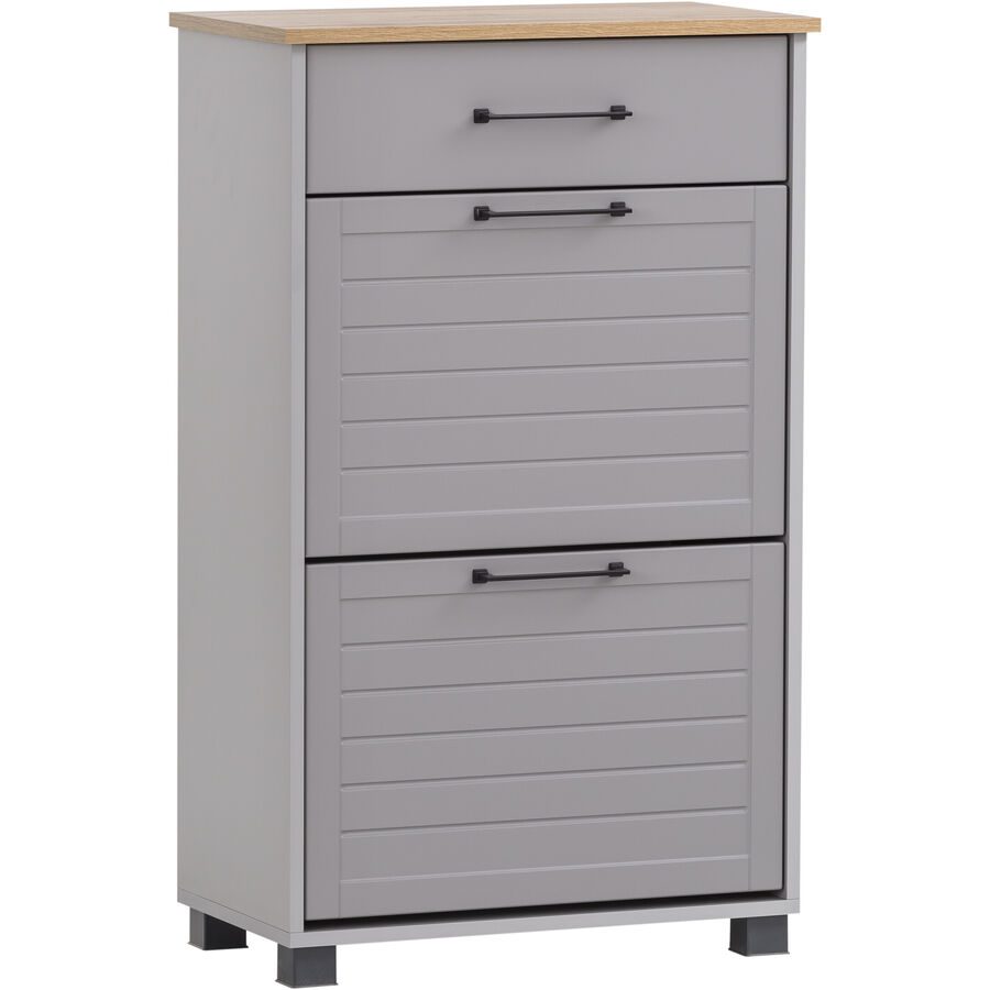Schuhschrank Wimmis Braun Holzwerkstoff 62 cm 102 cm - Farbe: eiche landhaus - Schuhschrank