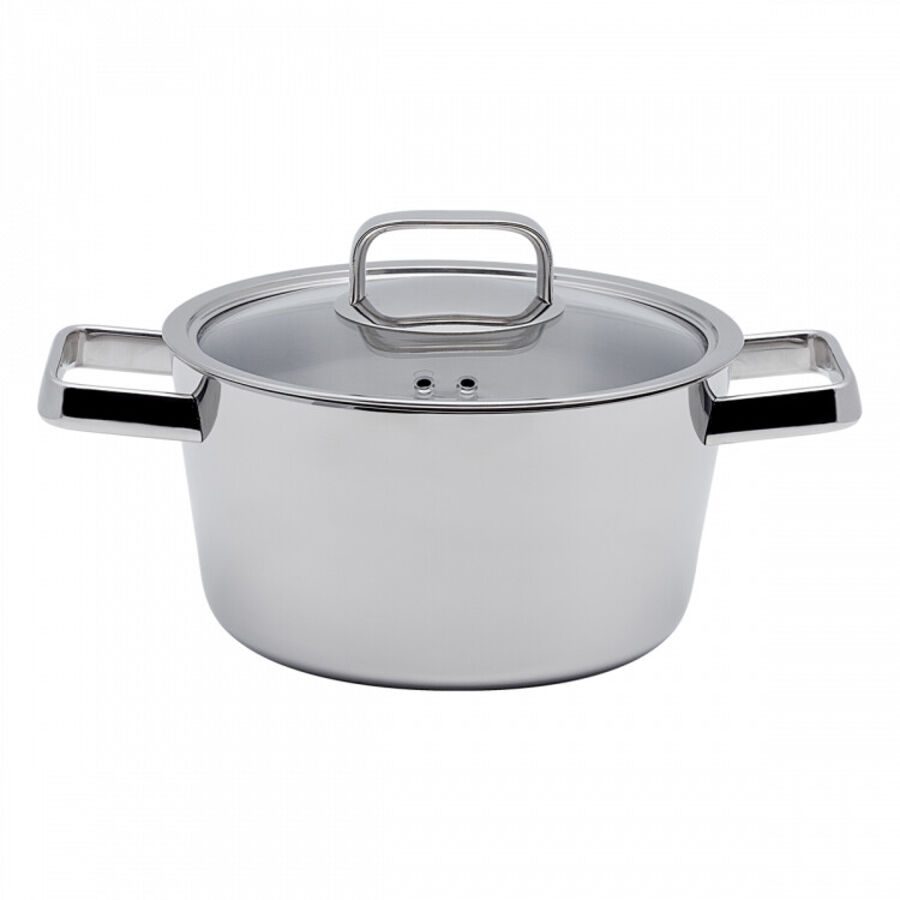 Sola Kasserolle Merkur Grau 24 cm 24 cm - Farbe: chrom - Material: Chromnickelstahl 18/10 - Kasserolle