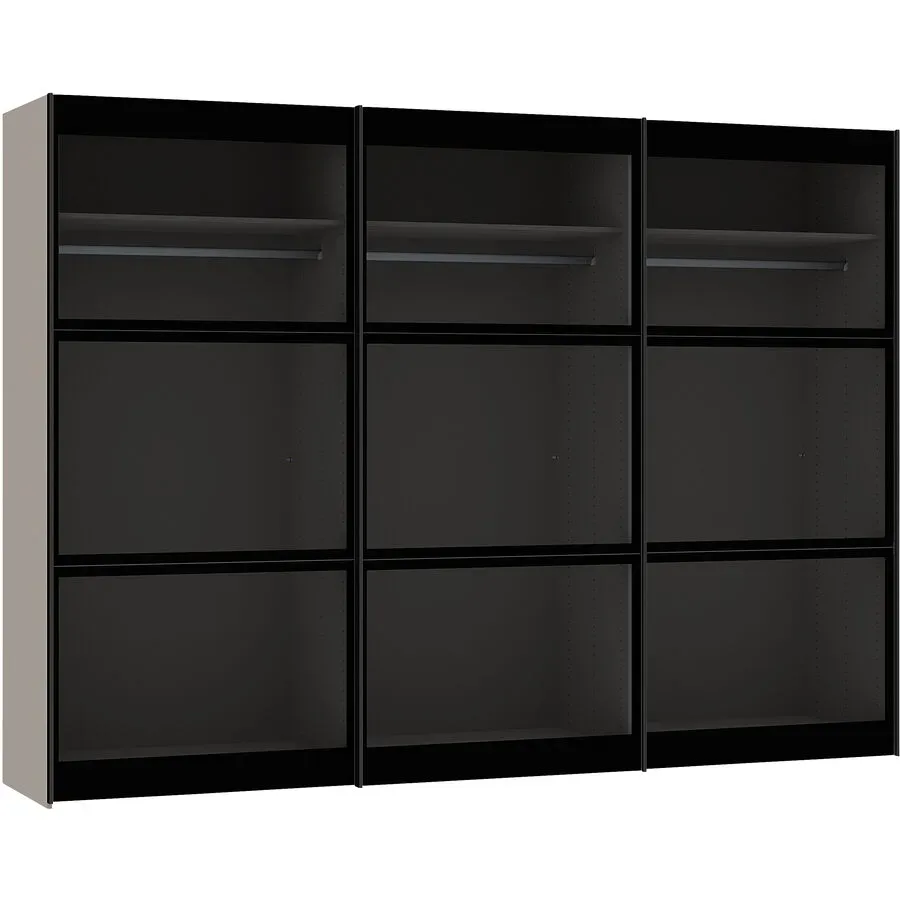 Kleiderschrank Arena Collection Transparent Glas/Holz 301 cm 65 cm 220 cm - Material: Holzwerkstoff/Glas - Schweizer Möbelhersteller - Kleiderschrank
