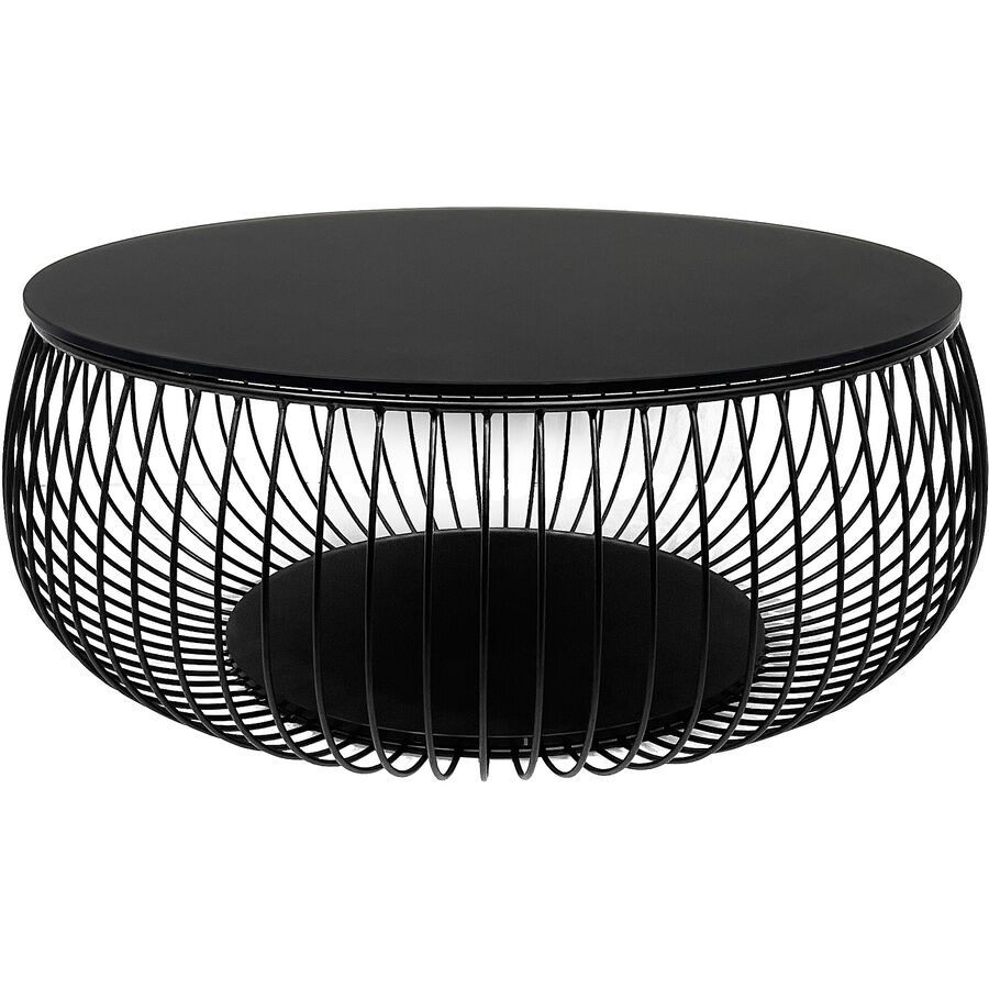 Salontisch Dur Schwarz Glas/Metall 86 cm - Material: Metall/Glas - Salontisch
