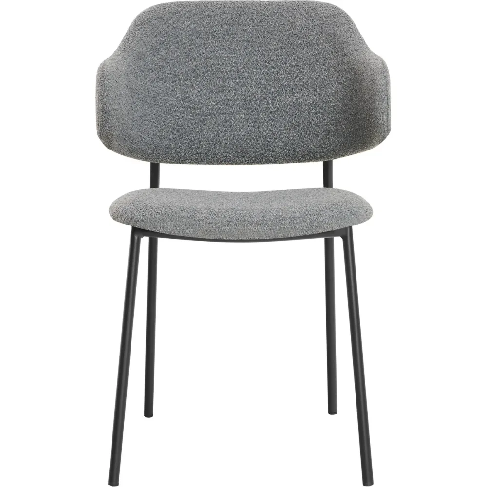 Armlehnstuhl 2er-Set Lok Grau Stoff/Metall/Polyester 54 cm - Farbe: Dunkelgrau - Material: Bouclé Stoff/Metall/Polyester - Armlehnstuhl 2er-Set