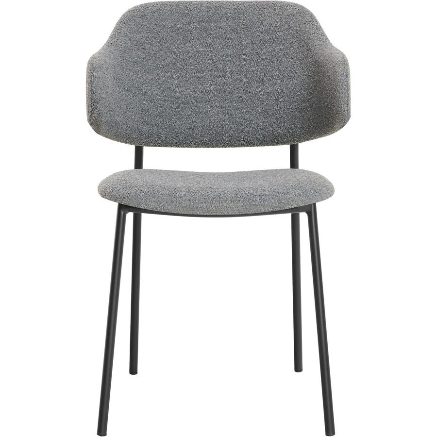 Armlehnstuhl 2er-Set Lok Grau Stoff/Metall/Polyester 54 cm - Farbe: Dunkelgrau - Material: Bouclé Stoff/Metall/Polyester - Armlehnstuhl 2er-Set