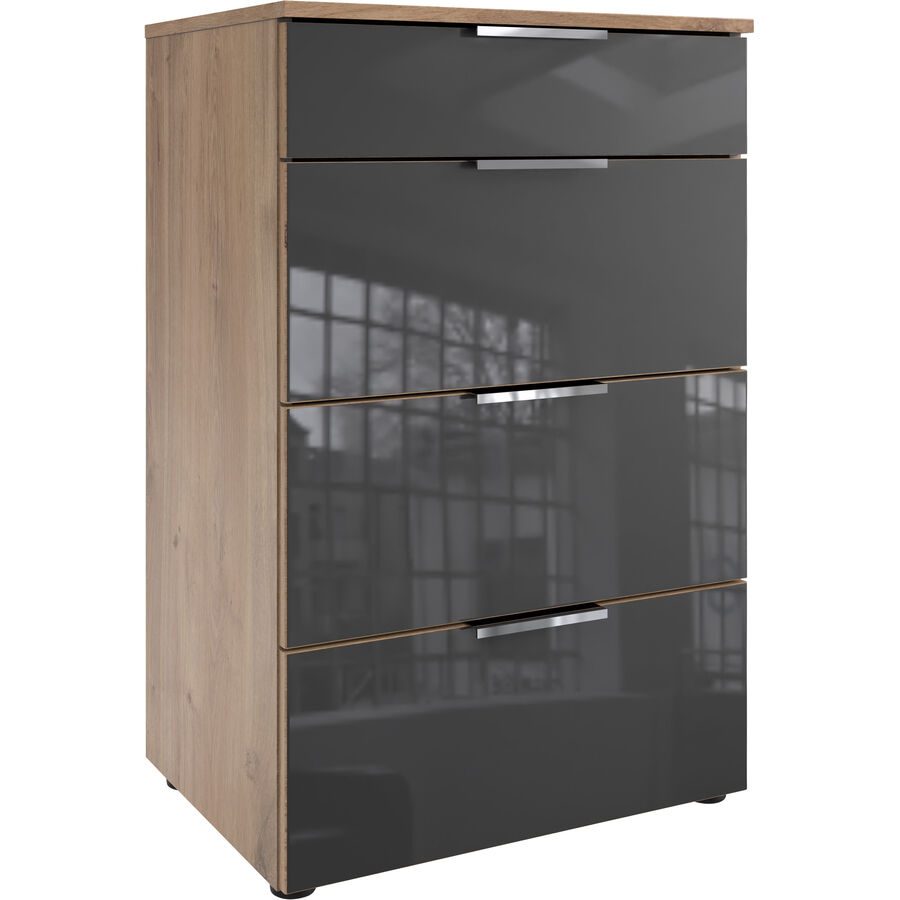Kommode Sanko Braun/Grau Holzwerkstoff 54 cm 41 cm - Farbe: Plankeneiche/graphit - Kommode