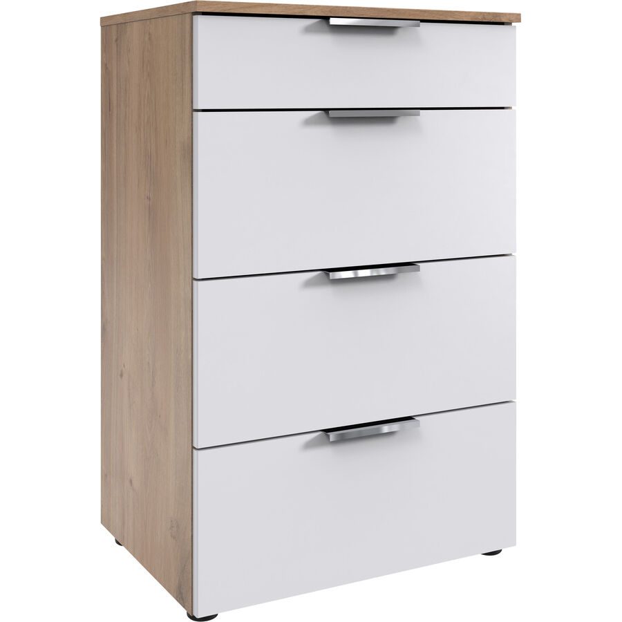 Kommode Sanko Weiss Holzwerkstoff 54 cm 41 cm - Farbe: Plankeneiche/weiss - Kommode