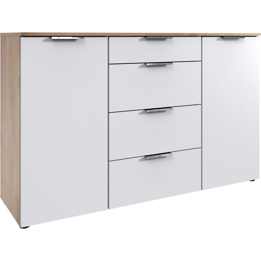 Kommode Sanko Weiss Holzwerkstoff 135 cm 41 cm - Farbe: Plankeneiche/weiss - Kommode