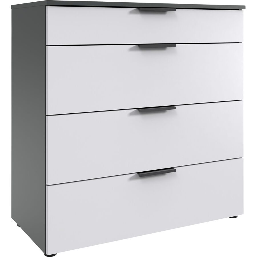 Kommode Sanko Weiss Holzwerkstoff 81 cm 41 cm - Farbe: Weiss/graphit - Kommode