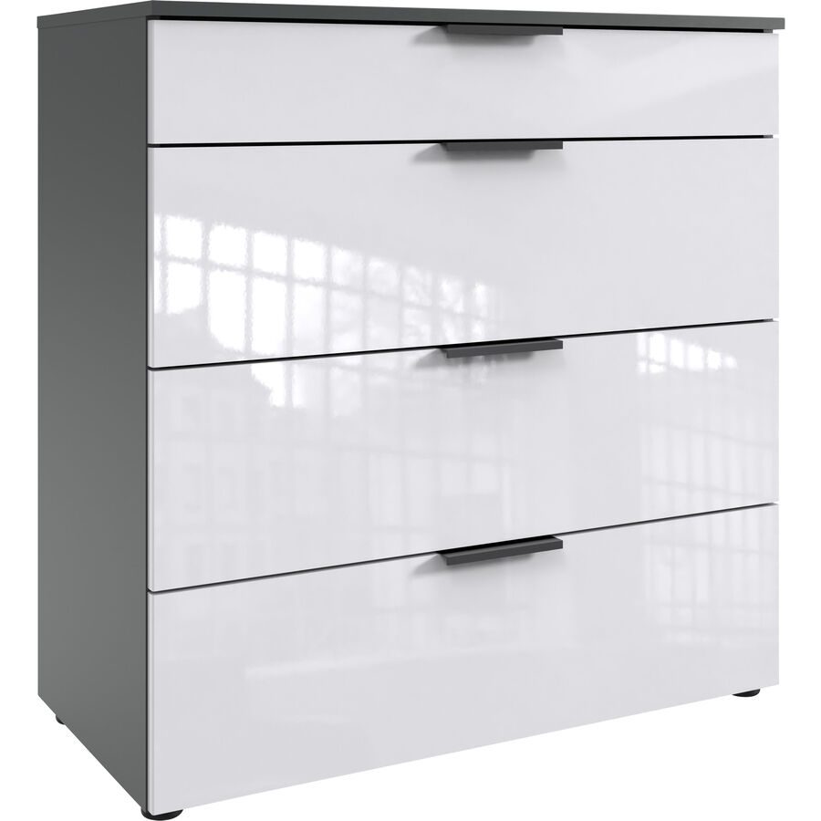 Kommode Sanko Weiss Holzwerkstoff 81 cm 41 cm - Farbe: Weiss/graphit - Kommode