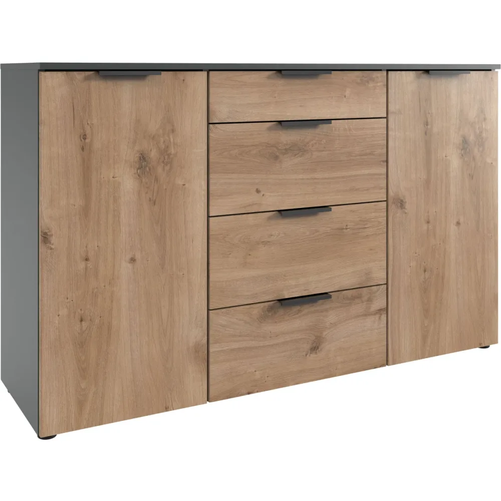 Kommode Sanko Braun/Grau Holzwerkstoff 135 cm 41 cm - Farbe: Plankeneiche/graphit - Kommode