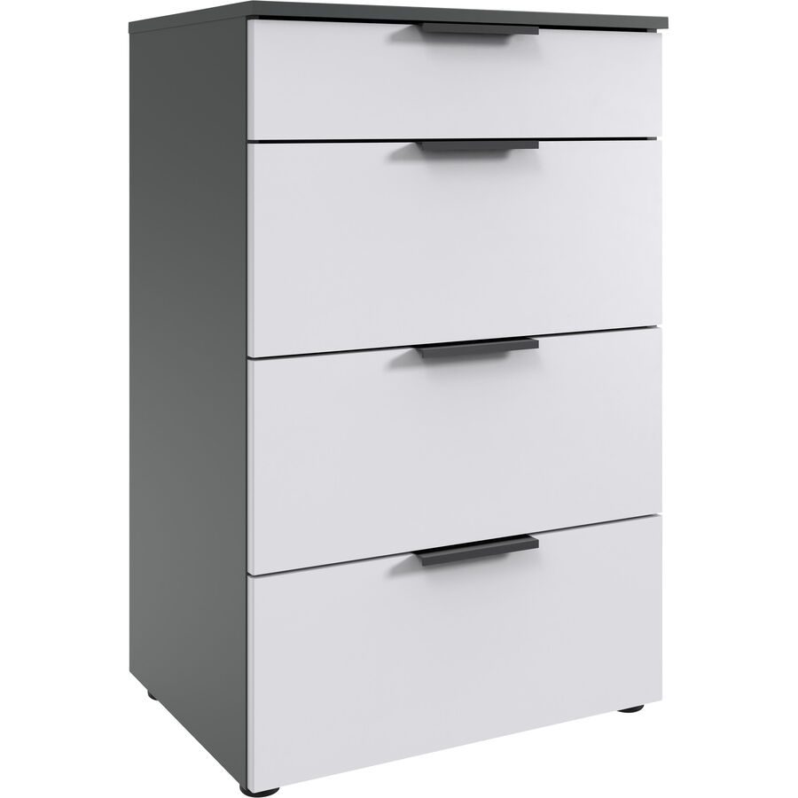 Kommode Sanko Weiss Holzwerkstoff 54 cm 41 cm - Farbe: Weiss/graphit - Kommode