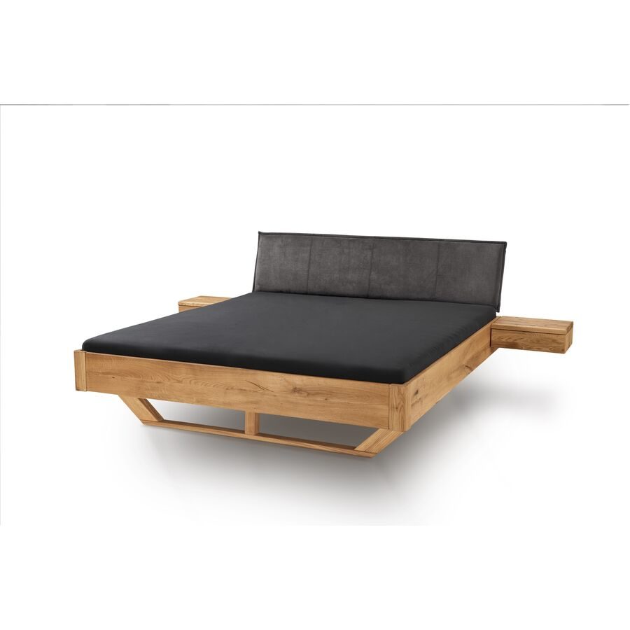 Bett Maliha Braun Holz 200 x 200 cm - Farbe: eiche natur geölt - Material: Massivholz - Bett