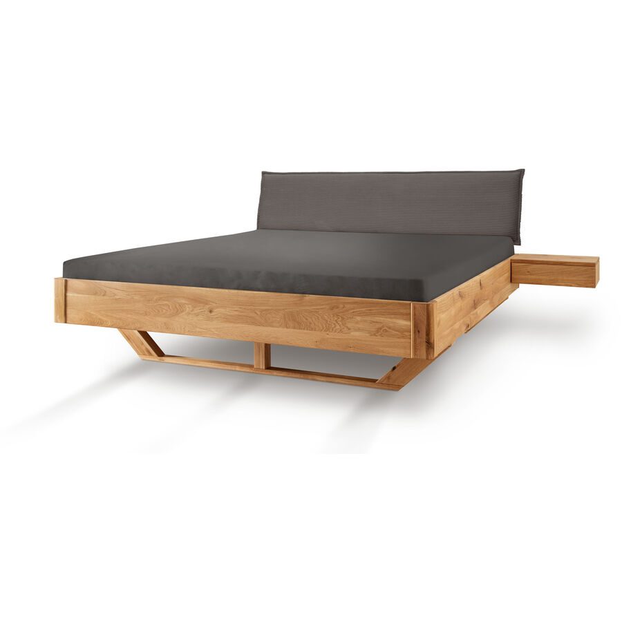Bett Maliha Braun Holz 160 x 200 cm - Farbe: eiche natur geölt - Material: Massivholz - Bett