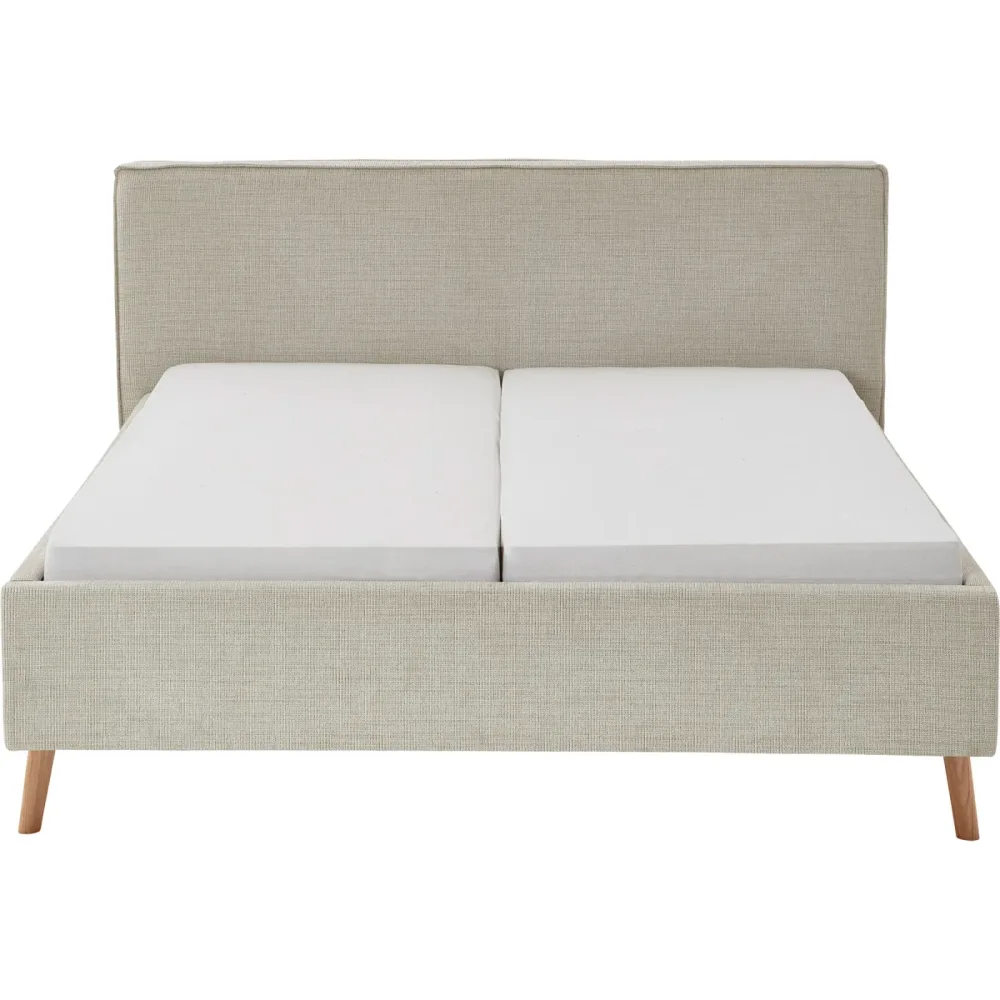 Bett Lina Beige/Grau Polyester 160 x 200 cm - Farbe: Greige - Bett