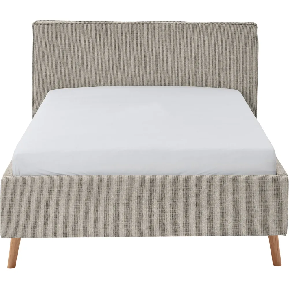 Bett Lina Beige/Grau Polyester 140 x 200 cm - Farbe: Greige - Bett