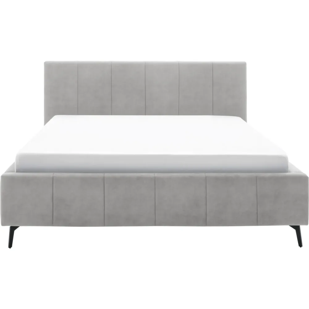 Bett Luzza Grau Polyester 180 x 200 cm - Farbe: hellgrau - Bett