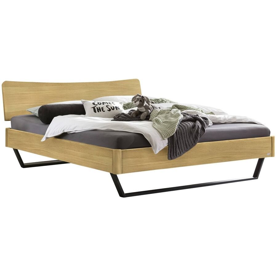 Hasena Bett Castello Braun/Schwarz Holz/Metall 180 x 200 cm - Farbe: natur, schwarz - Material: Eiche - Bett