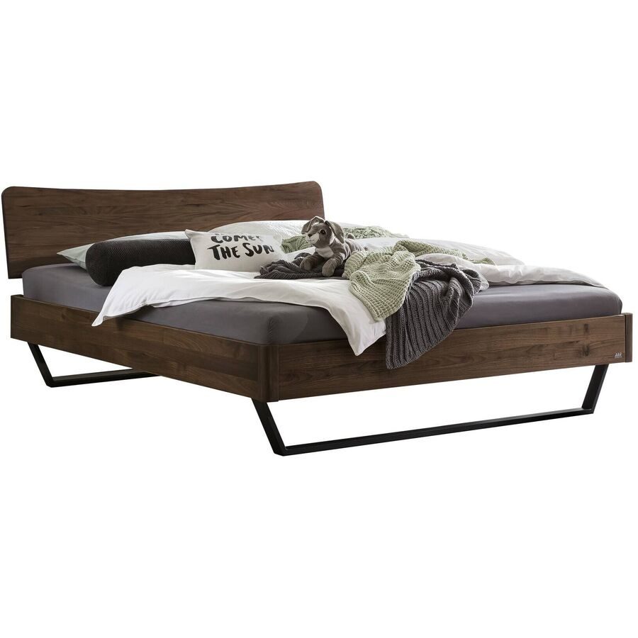 Hasena Bett Castello Braun/Schwarz Holz/Metall 180 x 200 cm - Farbe: natur, schwarz - Material: Nussbaum - Bett