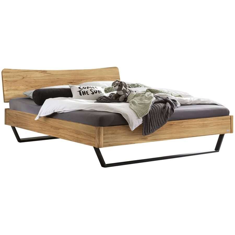 Hasena Bett Castello Braun/Schwarz Holz/Metall 140 x 210 cm - Farbe: natur, schwarz - Material: Buche - Bett