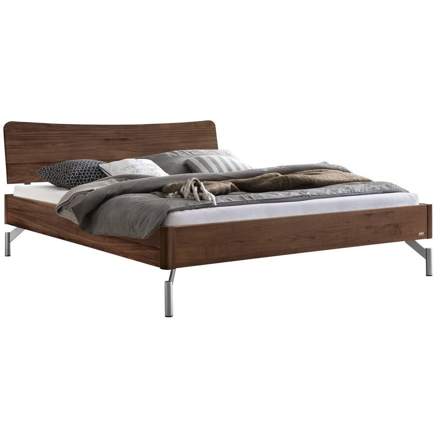 Hasena Bett Castello Braun Holz/Aluminium 160 x 200 cm - Farbe: natur - Material: Nussbaum - Bett