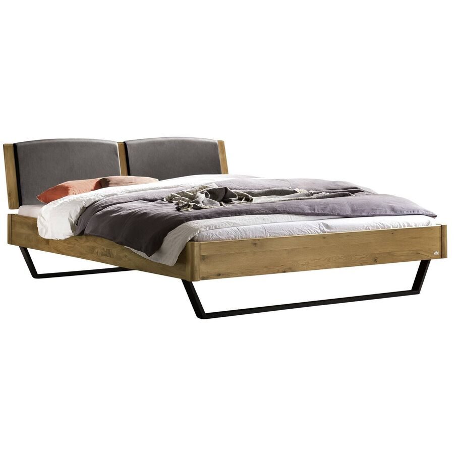 Hasena Bett Castello Braun Holz/Metall/Kunstleder 160 x 200 cm - Farbe: Wildeiche - Bett