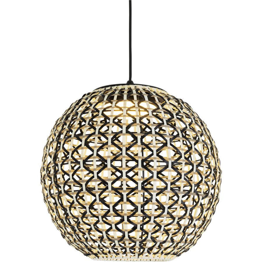 Pendellampe Eliana Schwarz/Weiss Kunststoff/Metall 40 cm 160 cm - Farbe: natur/schwarz - Lichtfarbe: Extra warmweiss - Pendellampe