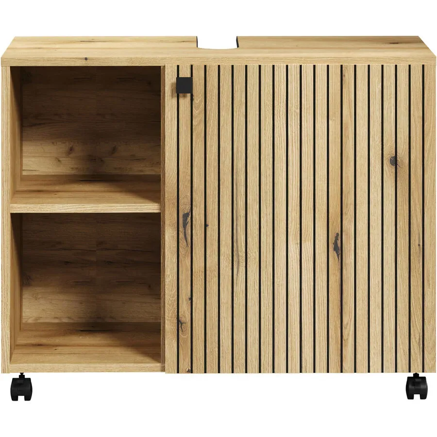 Waschbeckenunterschrank Garfield Braun Holzwerkstoff 80 cm 42 cm - Farbe: eiche - Waschbeckenunterschrank