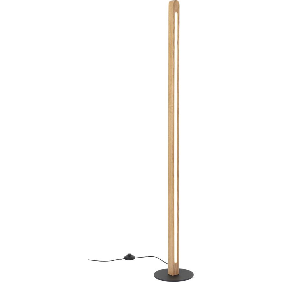 Stehlampe Kira Braun Holz/Metall 22 cm 150 cm - Farbe: eiche - LED - Lichtfarbe: Extra warmweiss - Helles Neutralweiss - Material: Eichenholz