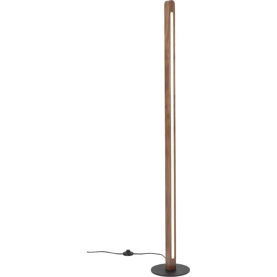 Stehlampe Kira Braun Holz/Metall 22 cm 150 cm - Farbe: Nussbaum - LED - Lichtfarbe: Extra warmweiss - Helles Neutralweiss - Material: Nussbaum massiv,