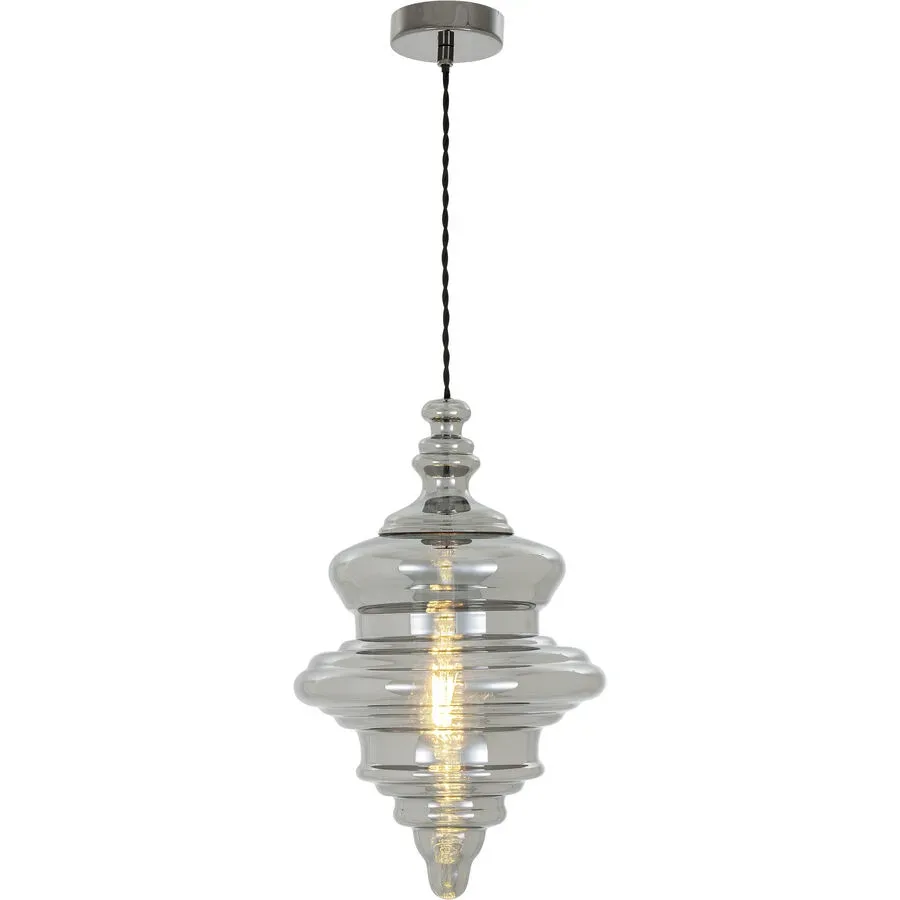Pendellampe Mara Grau/Schwarz Glas/Metall 27 cm 150 cm - Farbe: schwarz/grau - Material: Metall/Glas - Pendellampe