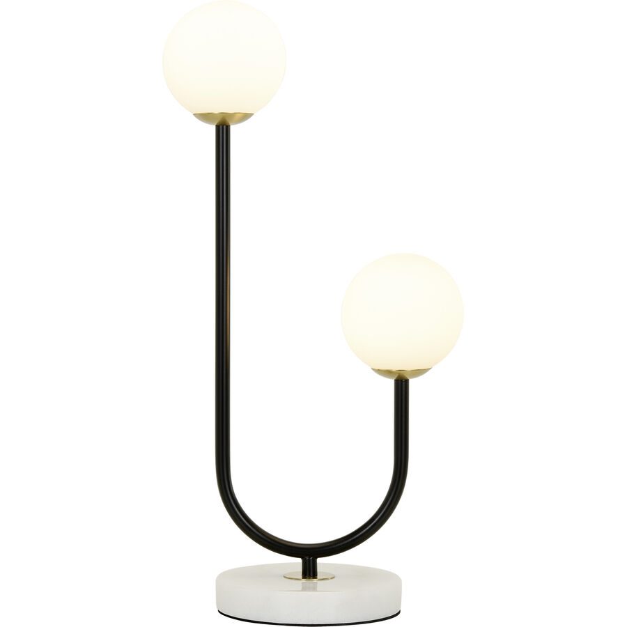 Tischlampe Nika Schwarz/Weiss Glas/Metall 24 cm 50 cm - Farbe: schwarz, weiss - Material: Metall/Glas - Tischlampe