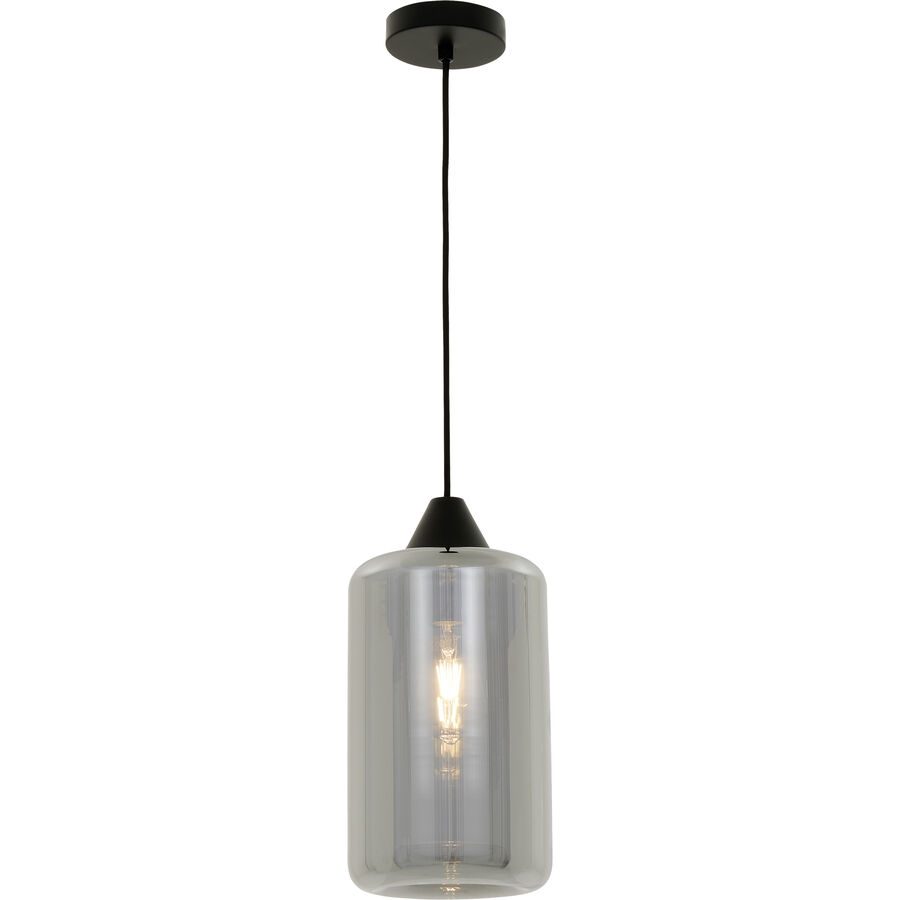 Pendellampe Vivien Grau/Schwarz Eisen/Glas 18.5 cm 130 cm - Farbe: schwarz/grau - Pendellampe
