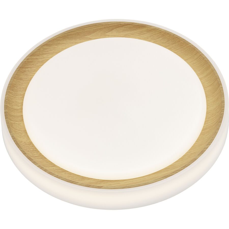 Deckenlampe Birk Kunststoff weiss Ø 40cm 24W LED - Farbe: weiss/holzfarbig - LED - Lichtfarbe: Extra warmweiss - Helles Neutralweiss - Deckenlampe-