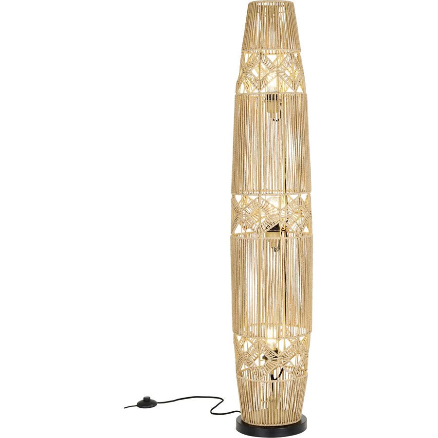 Stehlampe Jana Braun/Schwarz Metall 25 cm 130 cm - Farbe: natur/schwarz - Material: Metall/Seil - Stehlampe