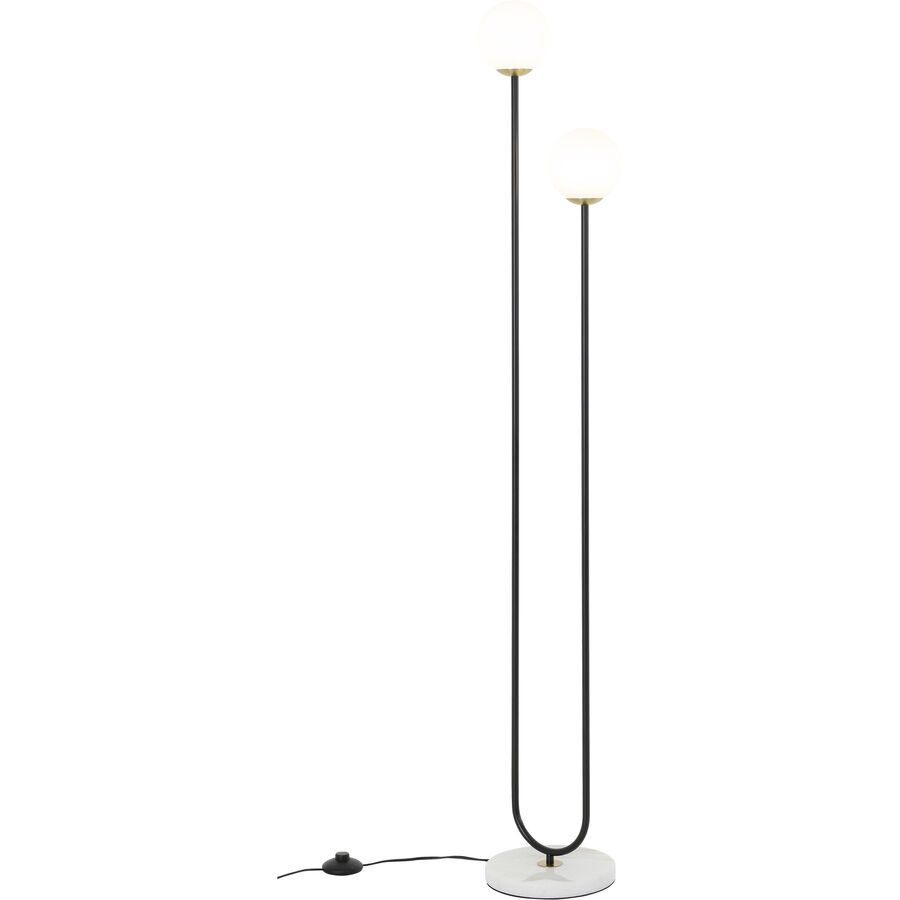 Stehlampe Nika Schwarz/Weiss Glas/Metall 24.5 cm 145 cm - Farbe: schwarz, weiss - Material: Metall/Glas - Stehlampe